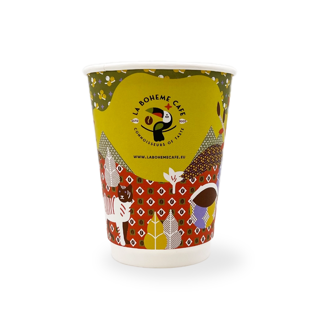 Dvoustěnný kelímek na latte 12 oz barevný
