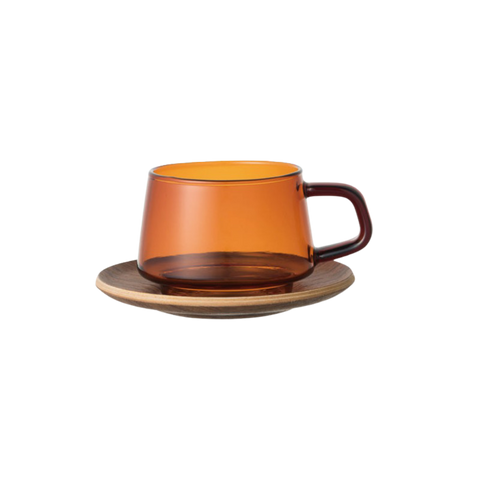 Kinto SEPIA cup with saucer 270 ml amber