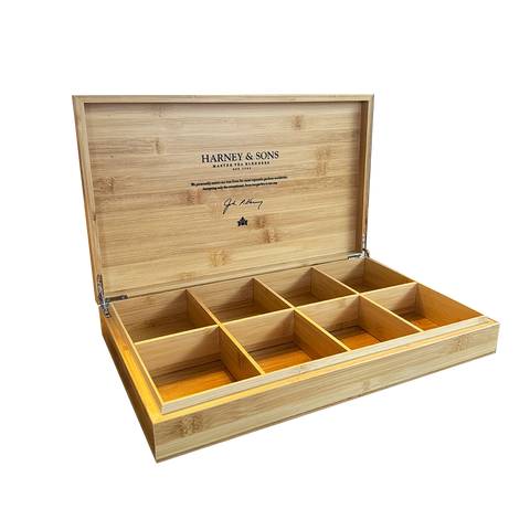 Natural Bamboo Tea Chest 8 slot Wrapped Sachets