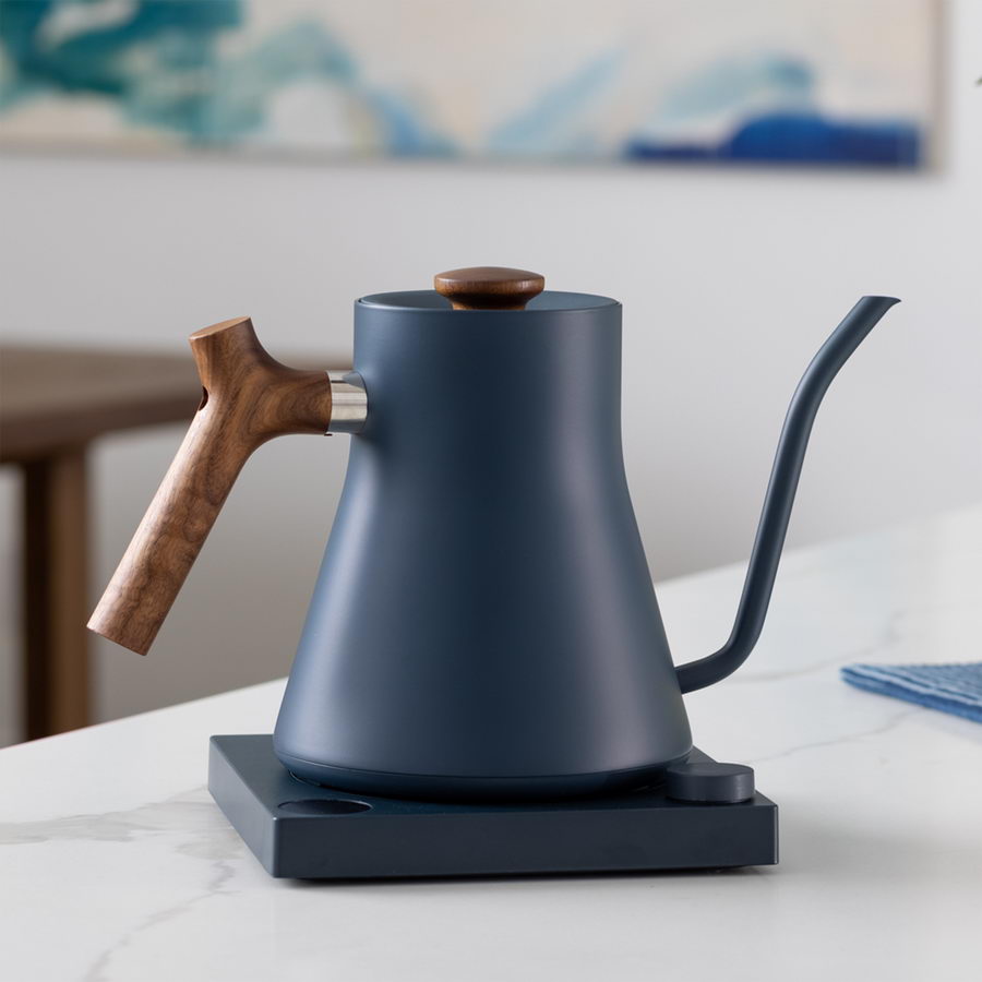 Fellow Stagg EKG Pressure Kettle, Blue with wooden handle